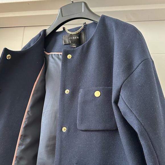 J.Crew Relaxed Lady Jacket in Double Serge Wool - Size 00 - Navy - Picture 3 of 9